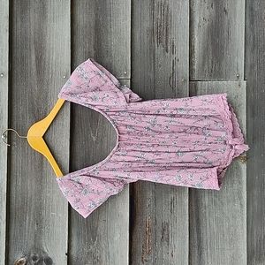 Aéropostale lilac purple floral off the shoulder crop top tassel beads lace - M